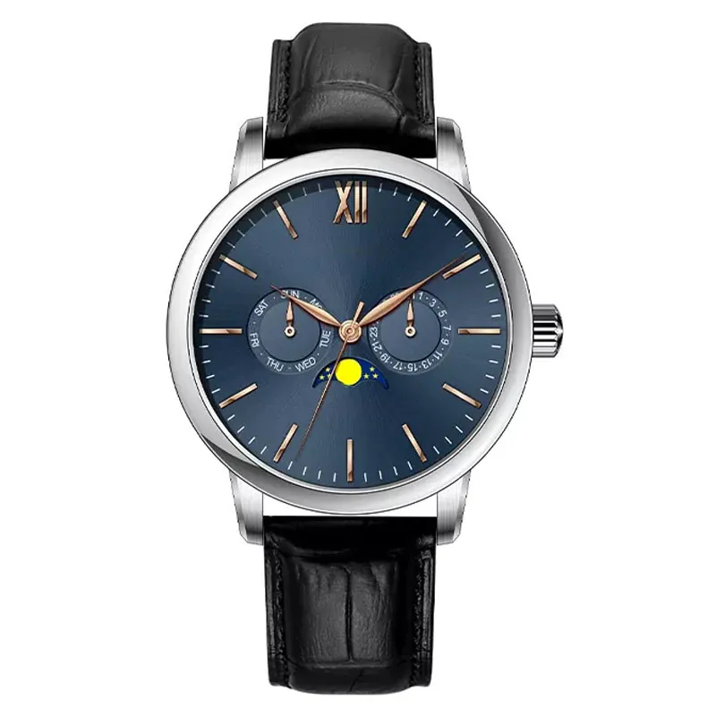 316L Men's Quartz Watch Genuine Leather Band Customized Logo