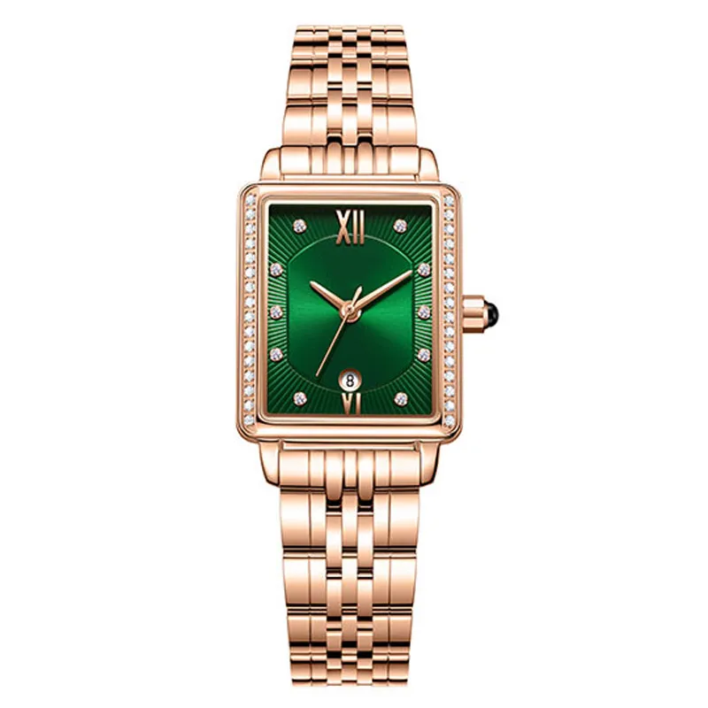 Casual Stainless Steel Diamond Women's Square Watch